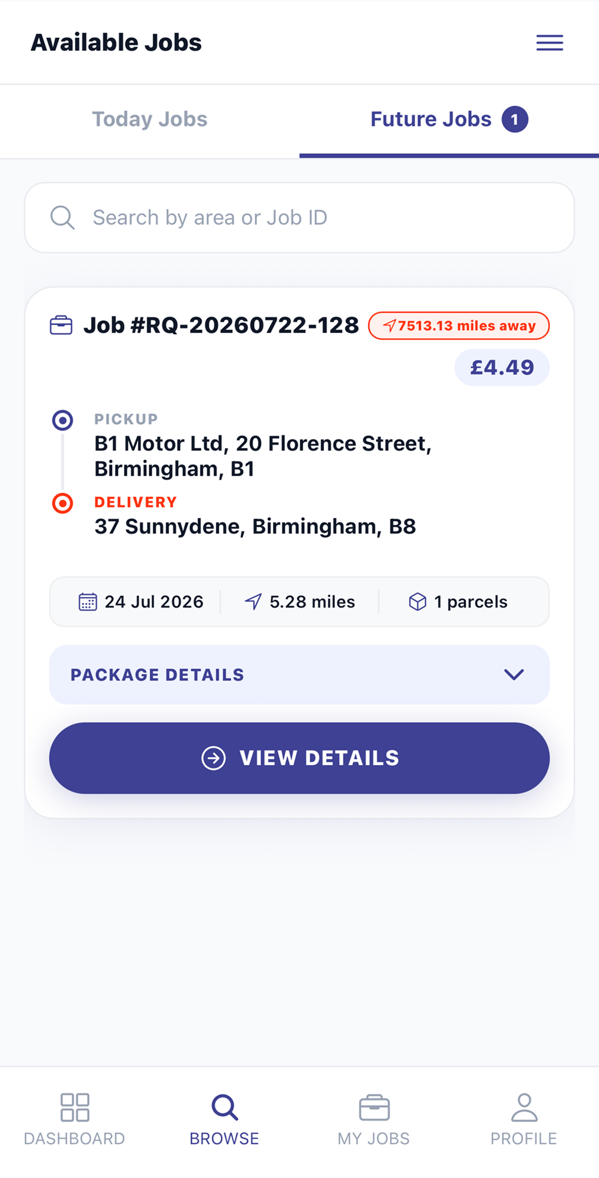 Fast UK Couriers app screen
